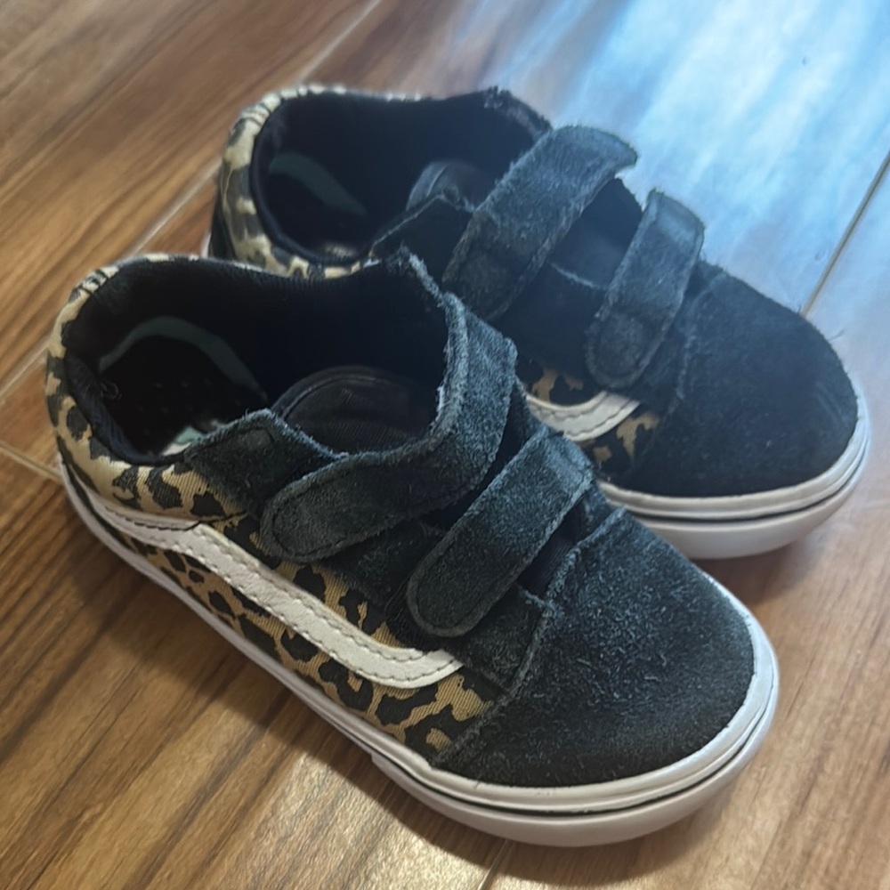 Vans Black and Leopard Kids Shoes